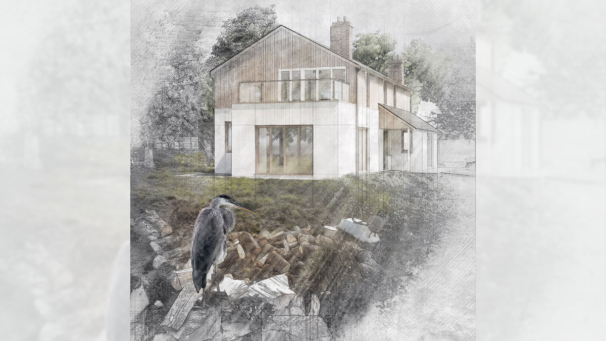 Architectural design of a small scale residential development of a new home in Cornwall Stretto Architects